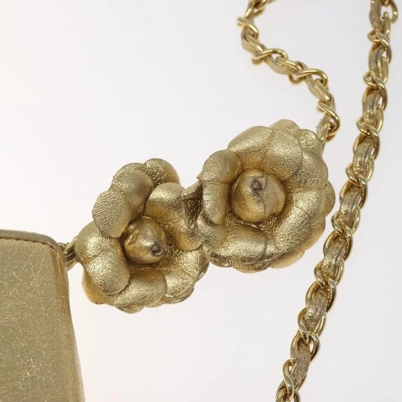 CHANEL Chain Shoulder Bag Leather Gold CC Auth - Picture 9 of 16